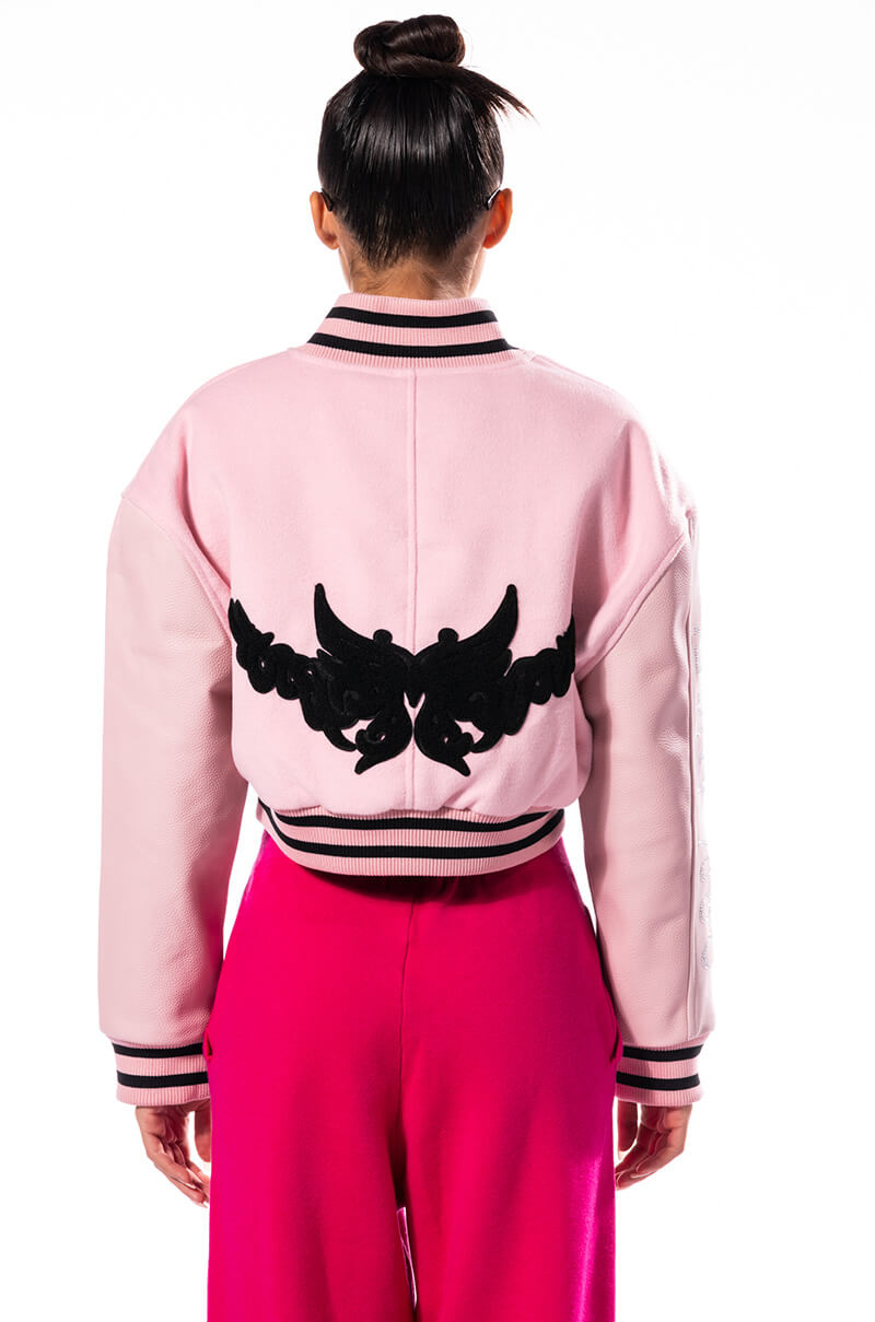 Y2K VARSITY BOMBER WITH TRAMP STAMP