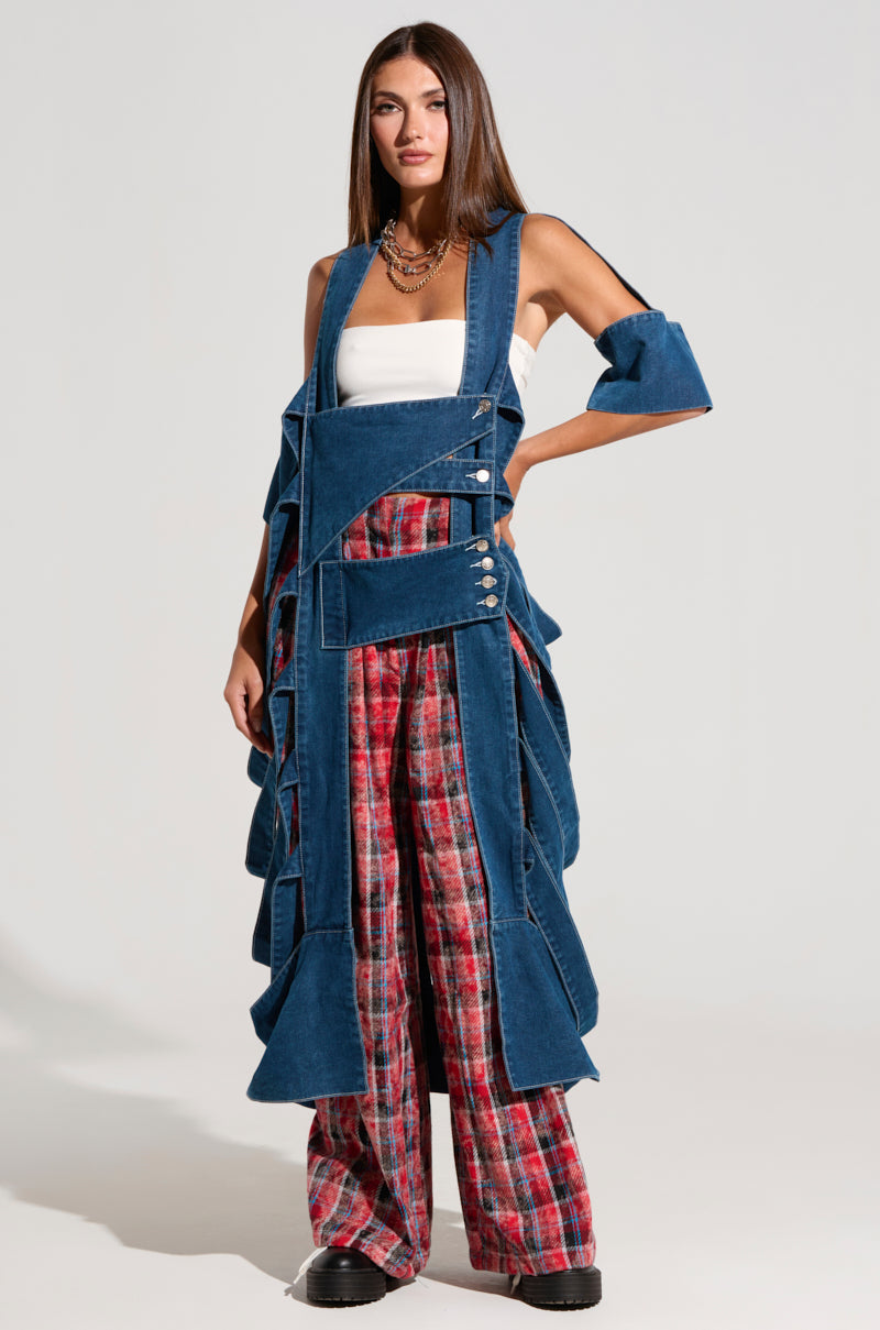 GEO CUTOUT DENIM DUSTER