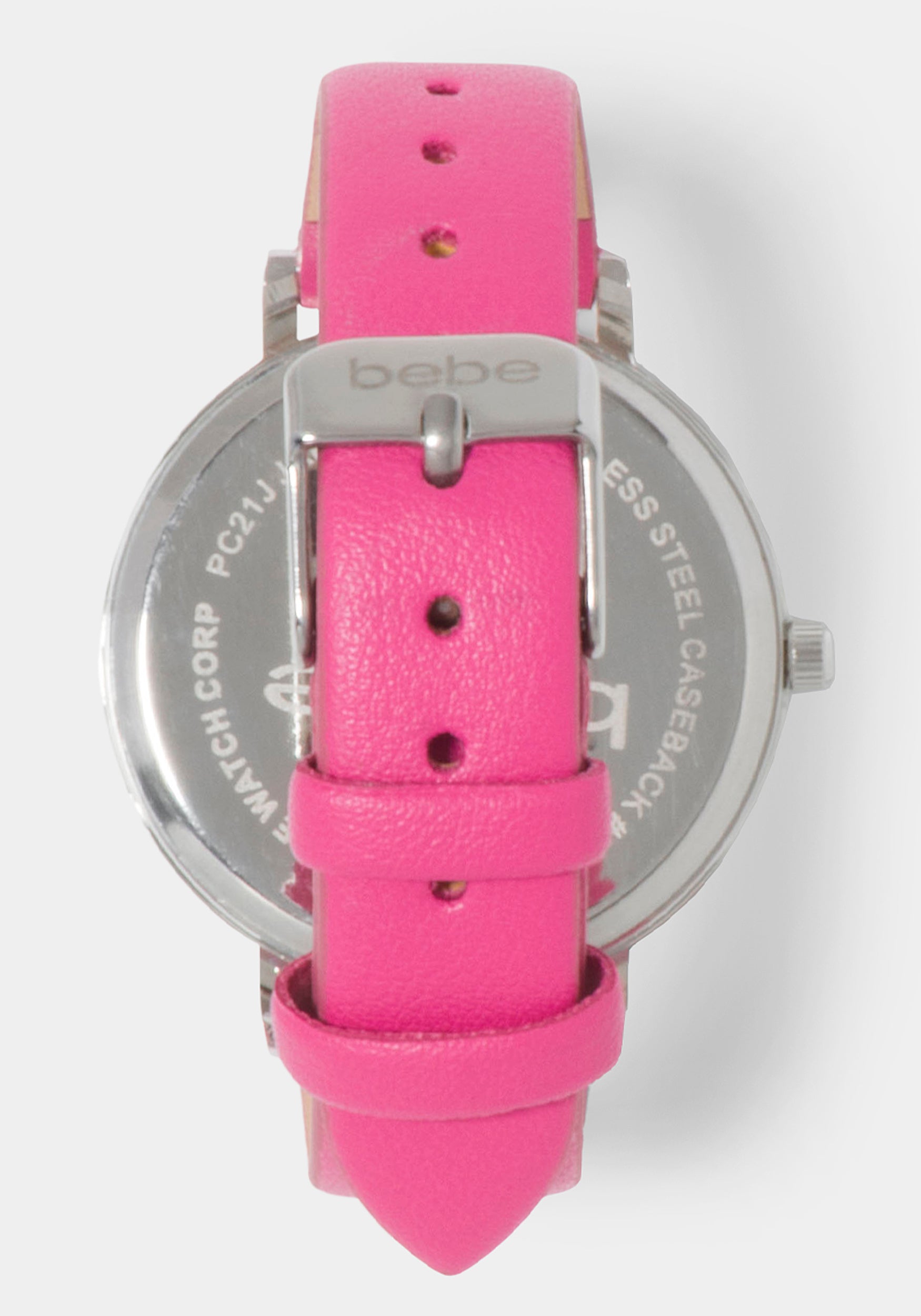 Magenta Strap Watch with Crystal Bezel