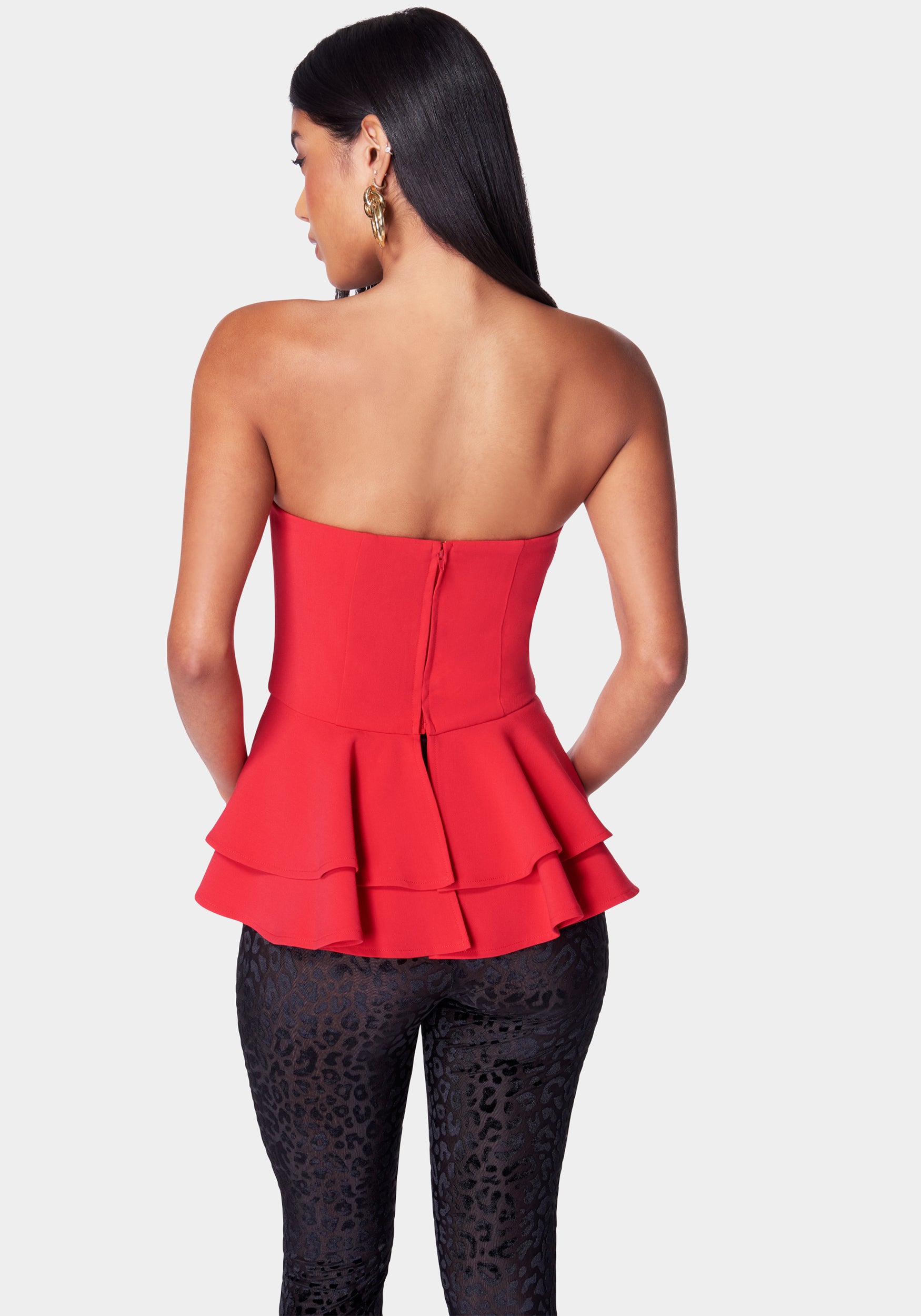 Strapless U Ring Peplum Top