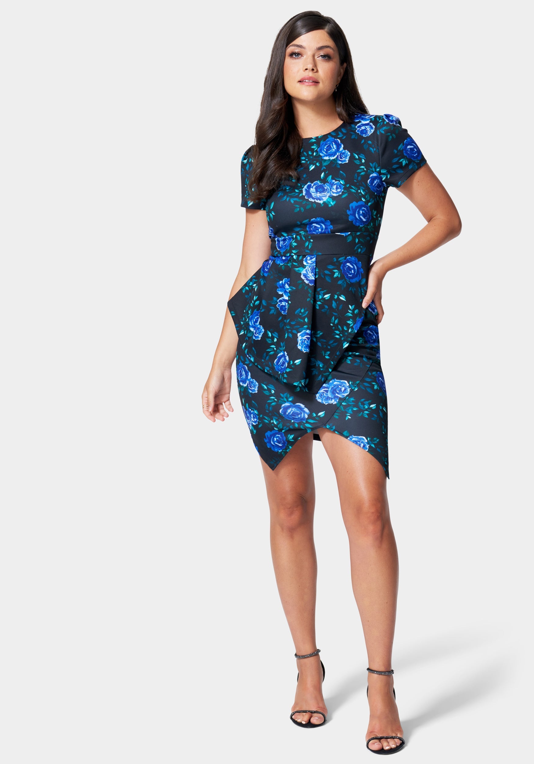 Printed Cap Sleeve Layer Dress