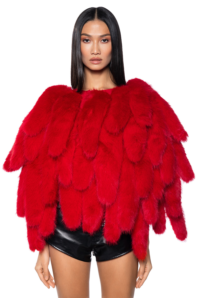 RUN THIS TOWN FAUX FUR FOX TAIL CAPE