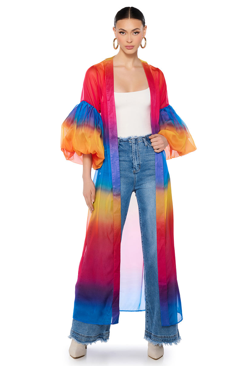 OMBRE SHERBERT PUFF SLEEVE DUSTER