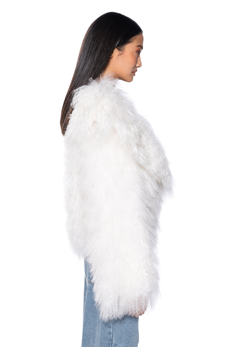 REAL MONGOLIAN FUR CROP JACKET