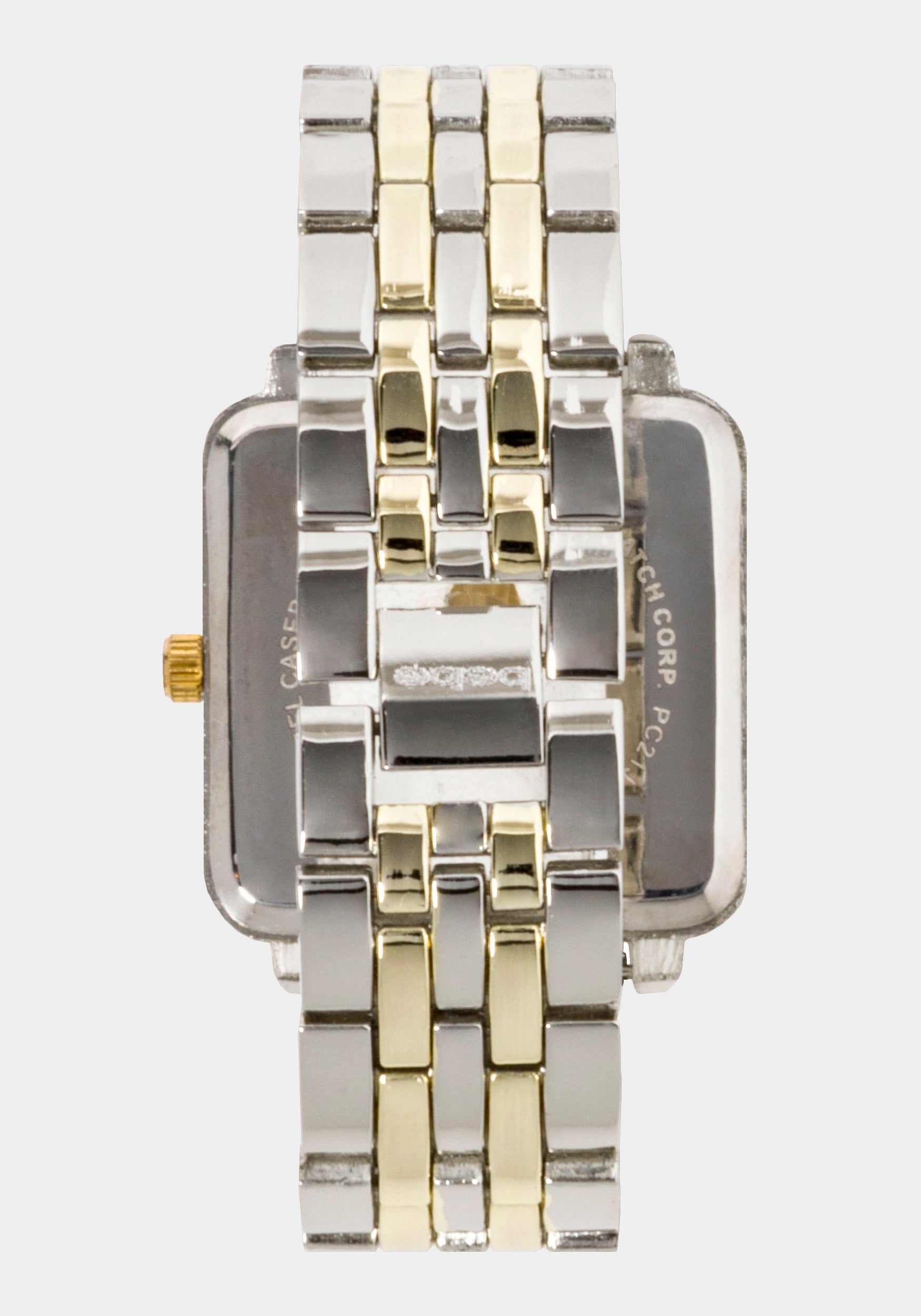 Two Tone Crystal Bezel Square Watch