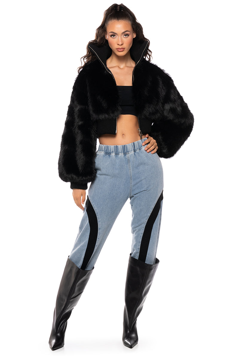 LOVE YOU BETTER FAUX FUR RIB TRIM JACKET