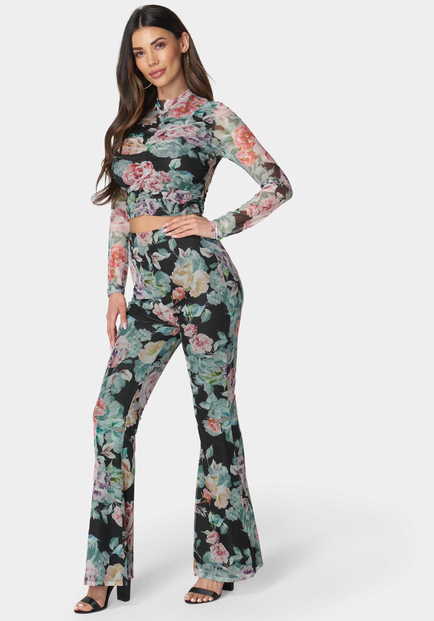 Printed Two Piece Mesh Jumpsuit