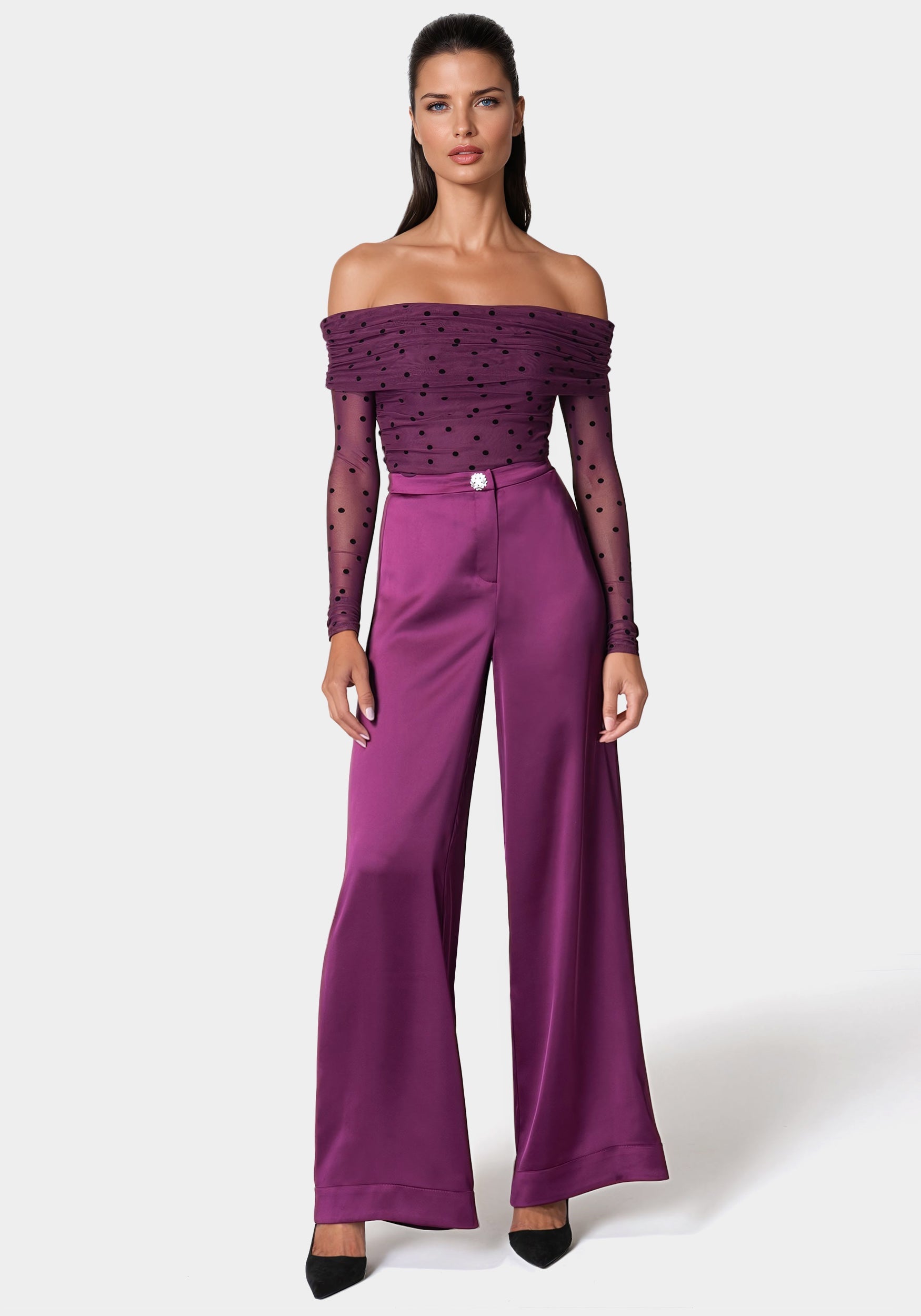 High Waist Satin Wide Leg Pant