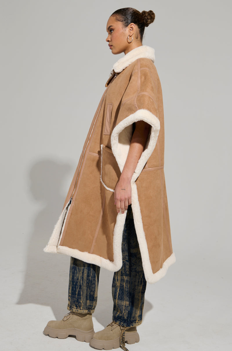 CHAMONIX FAUX SUEDE LUXE PONCHO