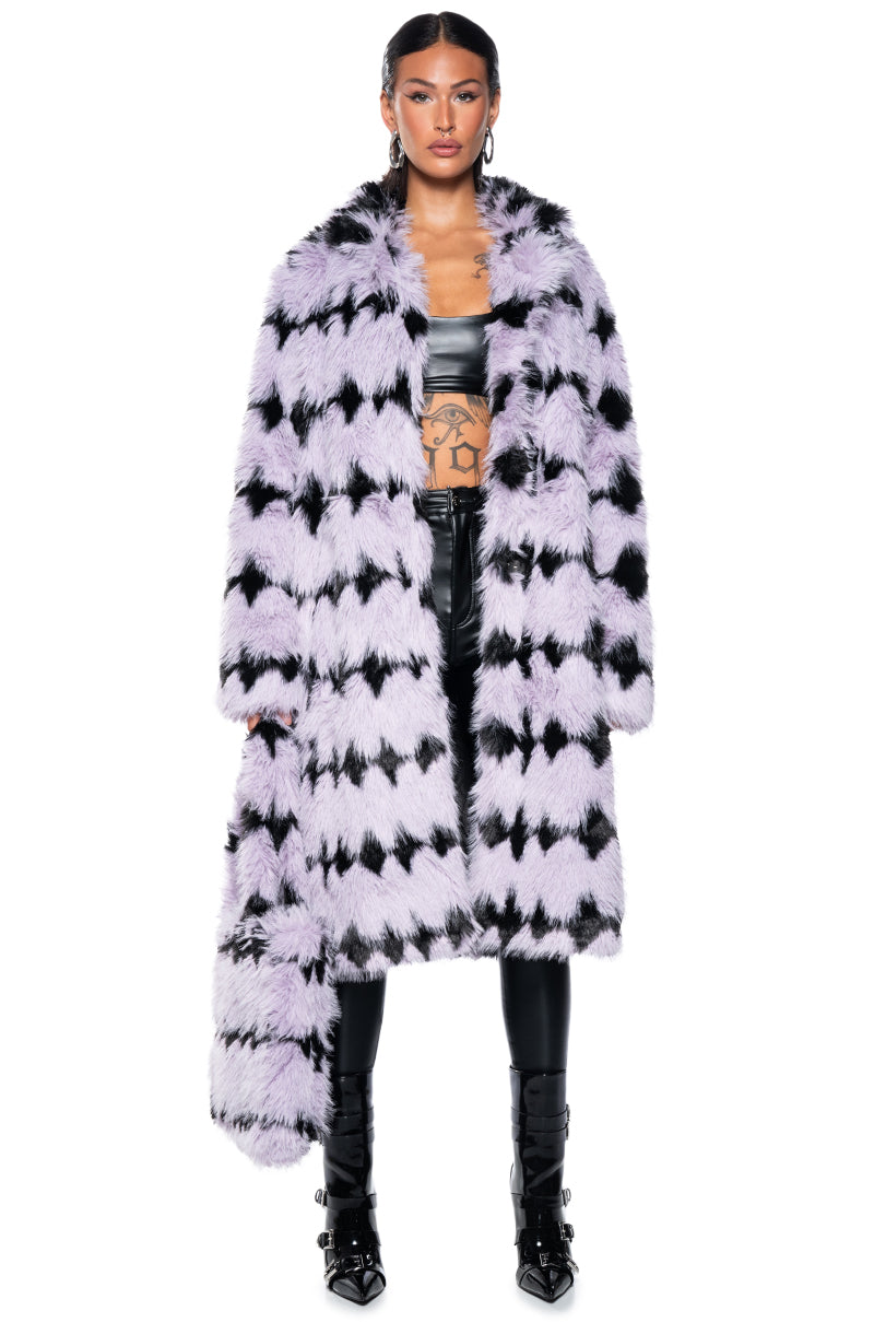 COCO LONG FAUX FUR WITH PATTERN