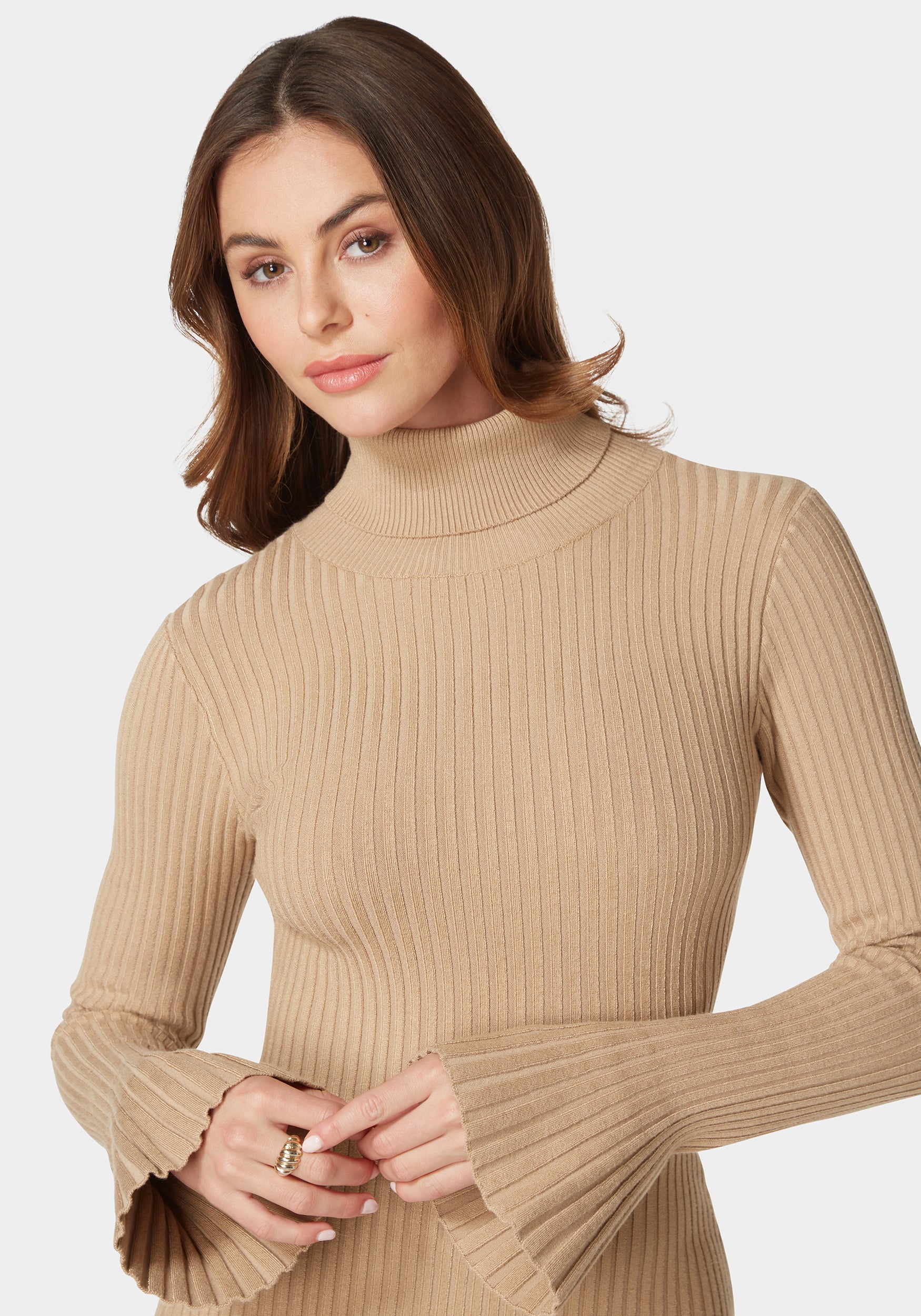 Autumn Bell Sleeve Sweater Dress