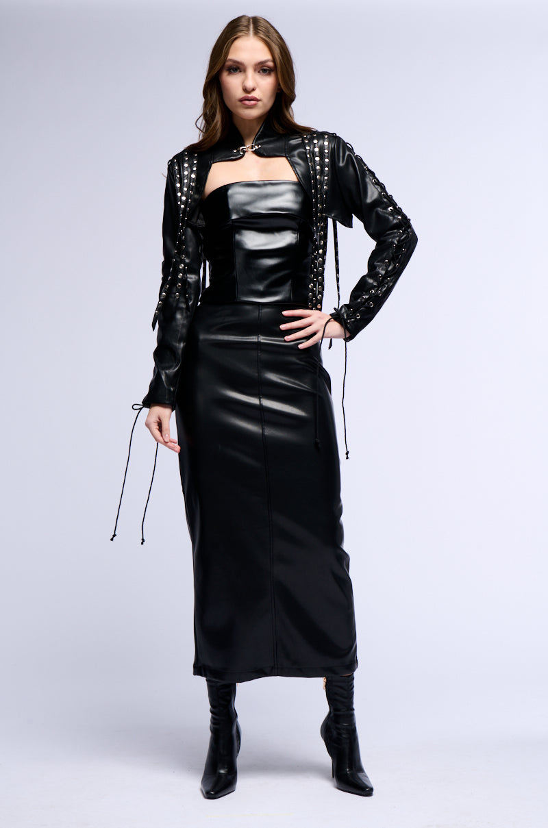 BORN TO BE BAD PU LACE UP BOLERO