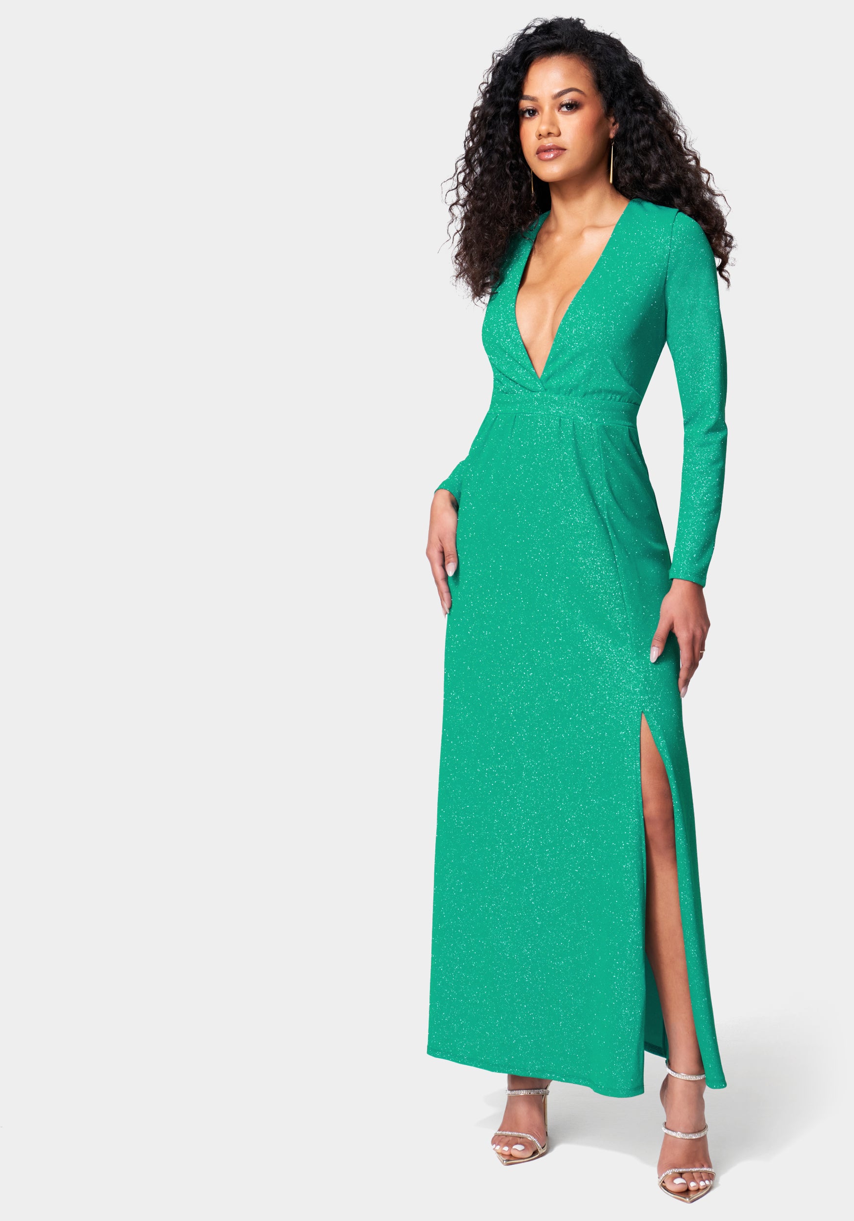 Lurex Deep V Maxi Dress