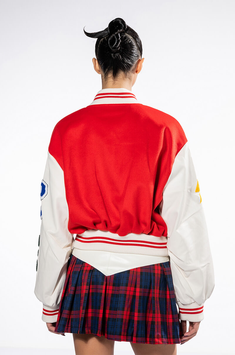 DOUBLE U PATCH WORK VARSITY BOMBER