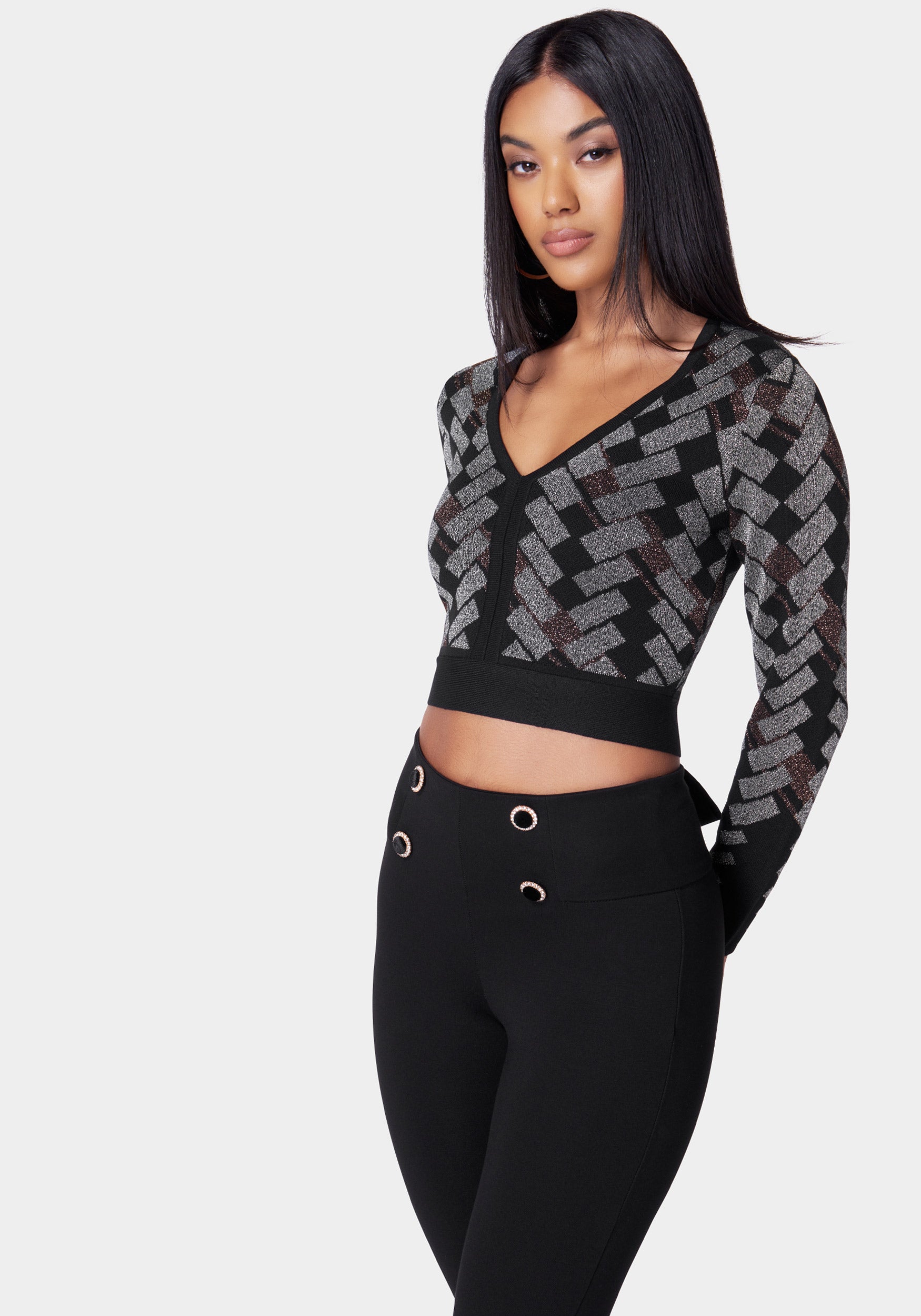 Metallic Jacquard Sweater Top