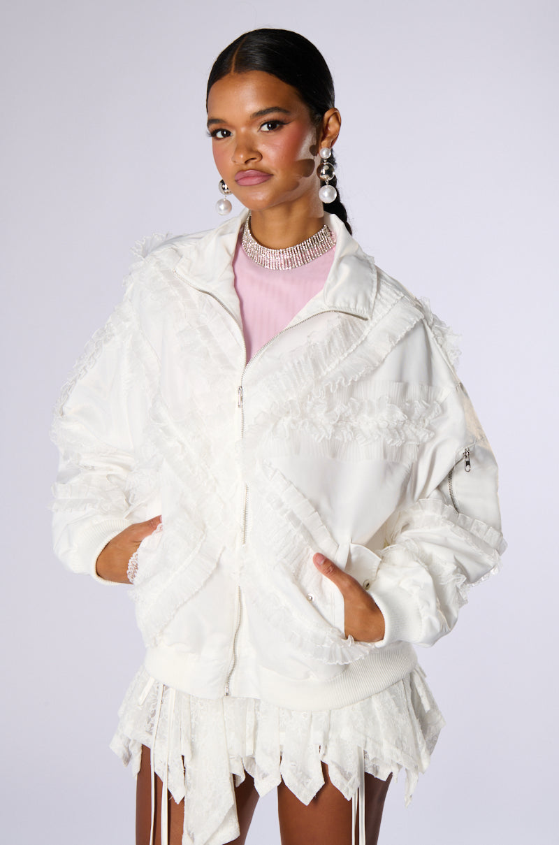 HONEY LACE TRIM BOMBER