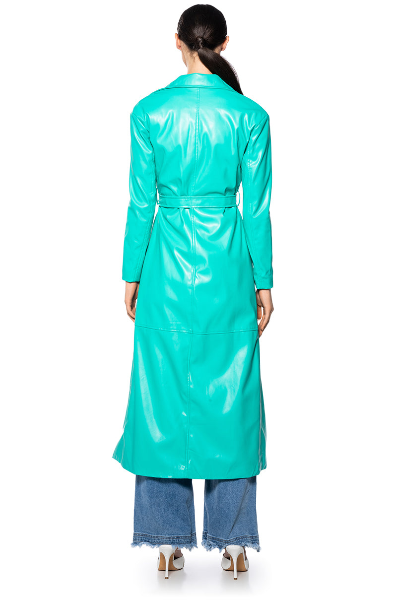 TIFFANY FAUX LEATHER TRENCH