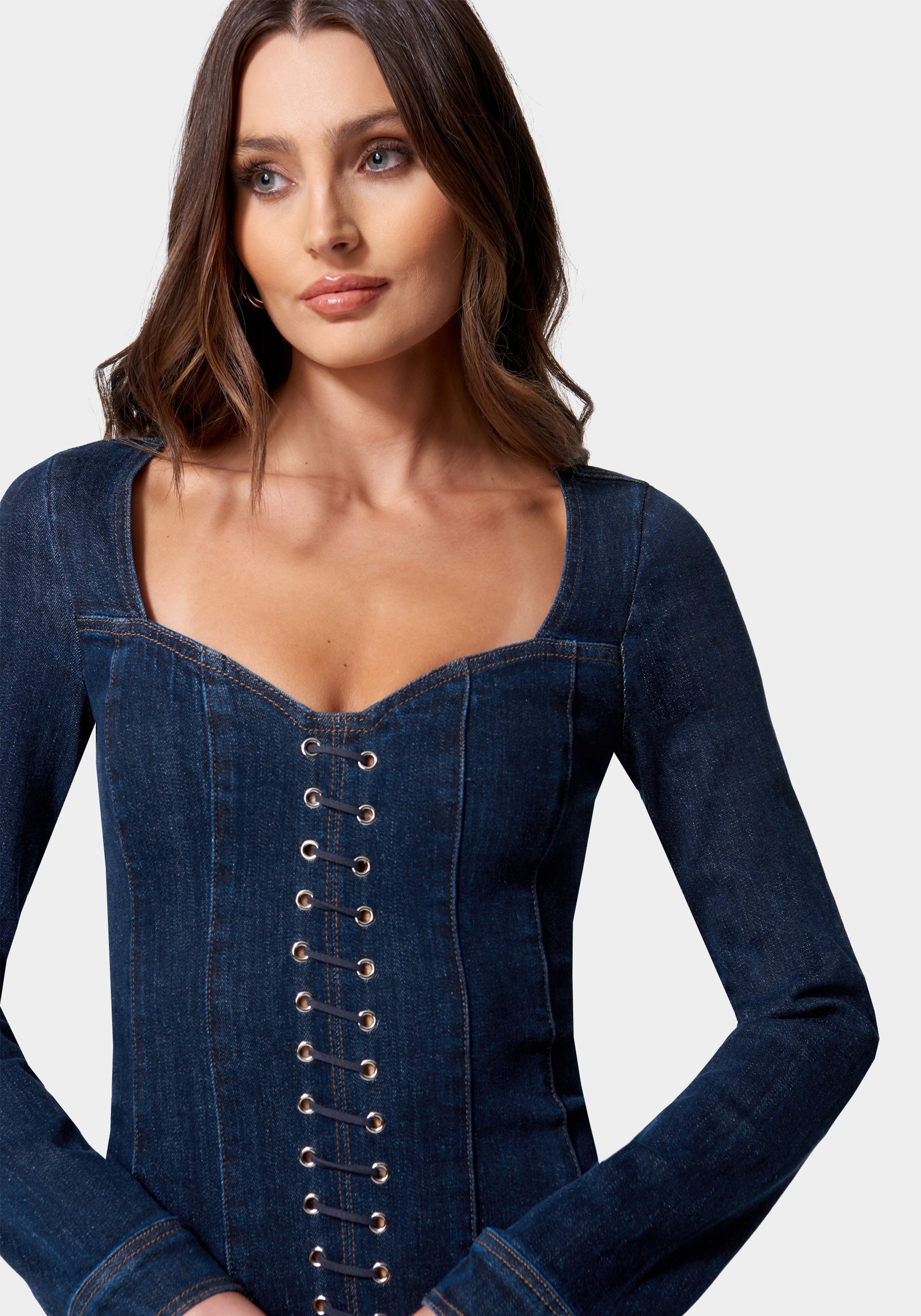 Eyelet Detail Denim Dress