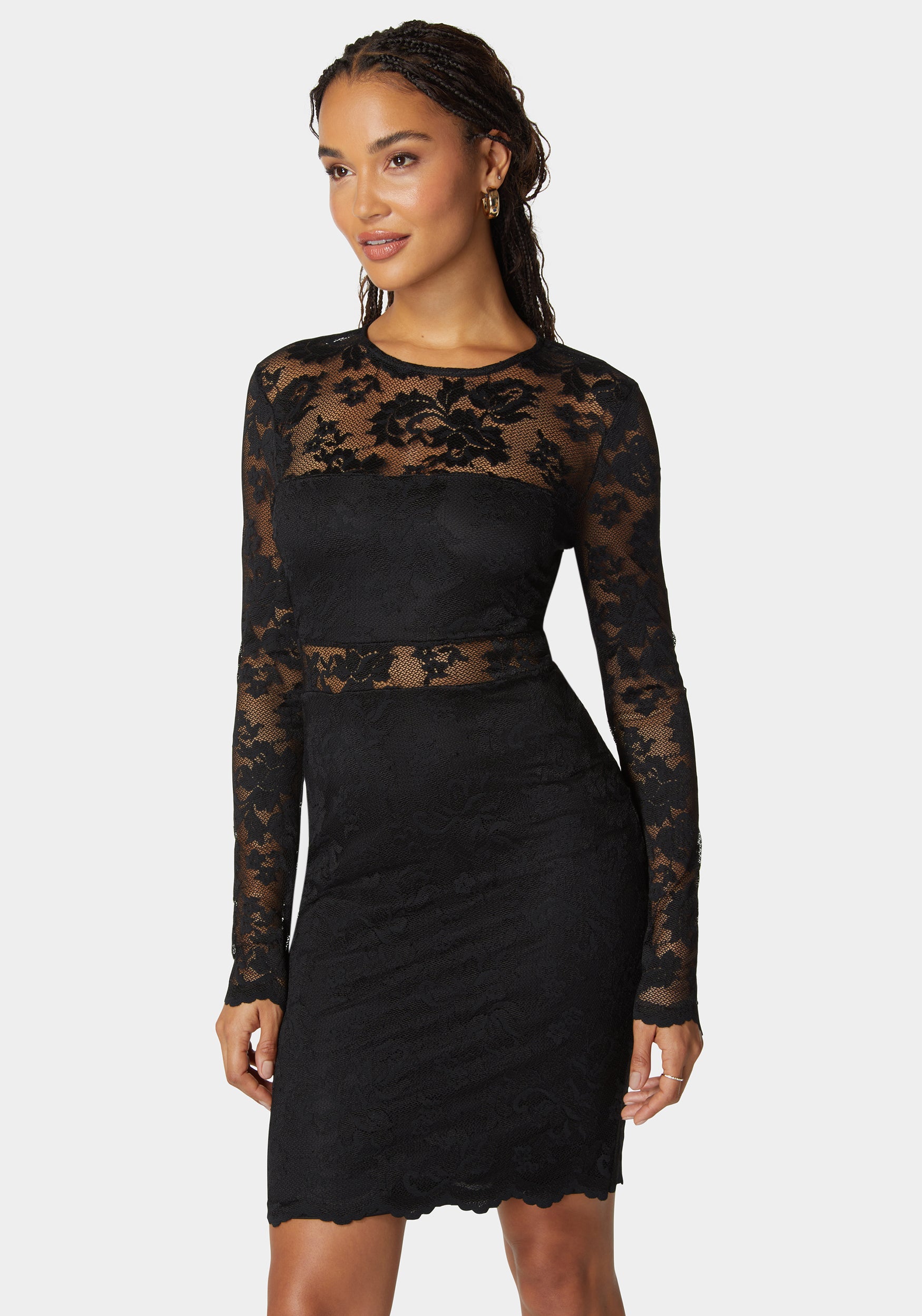 Marseille Lace Long Sleeve Illusion Dress