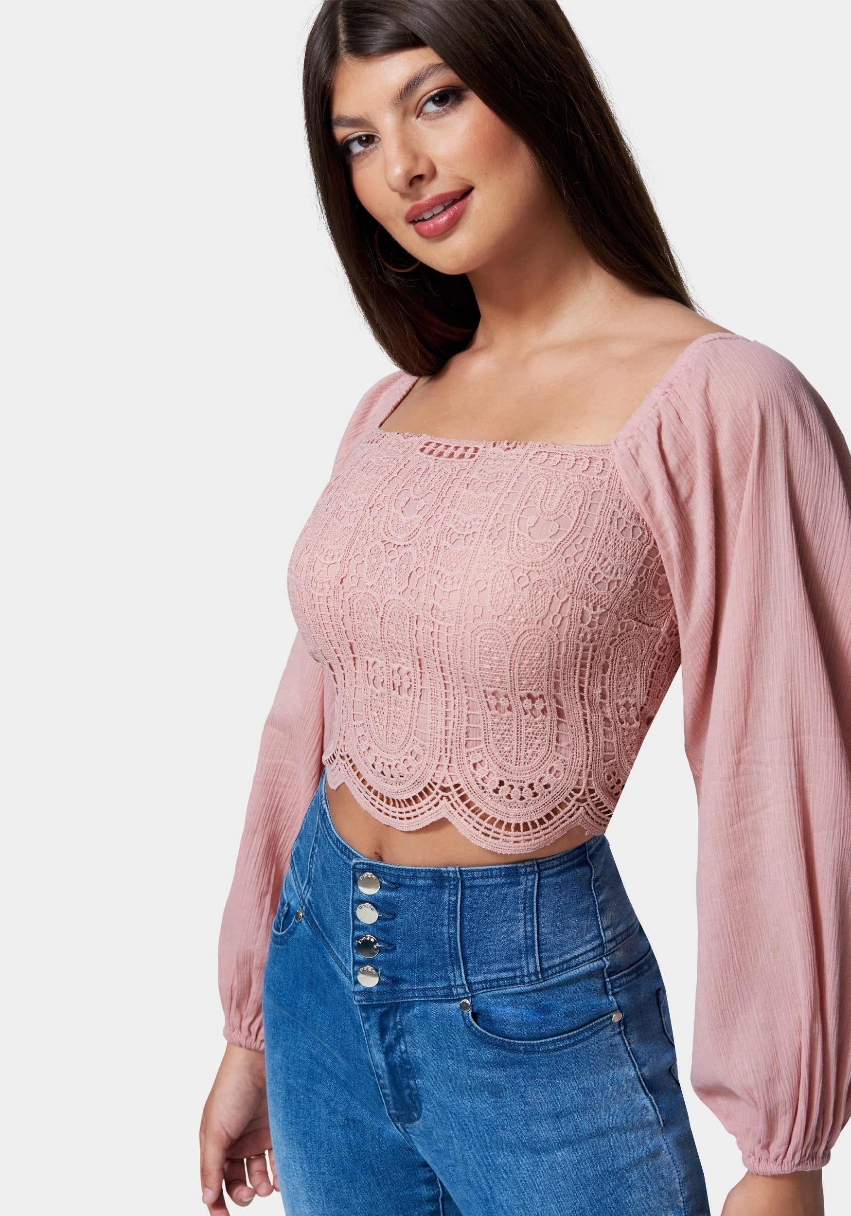 Crochet Body Woven Top