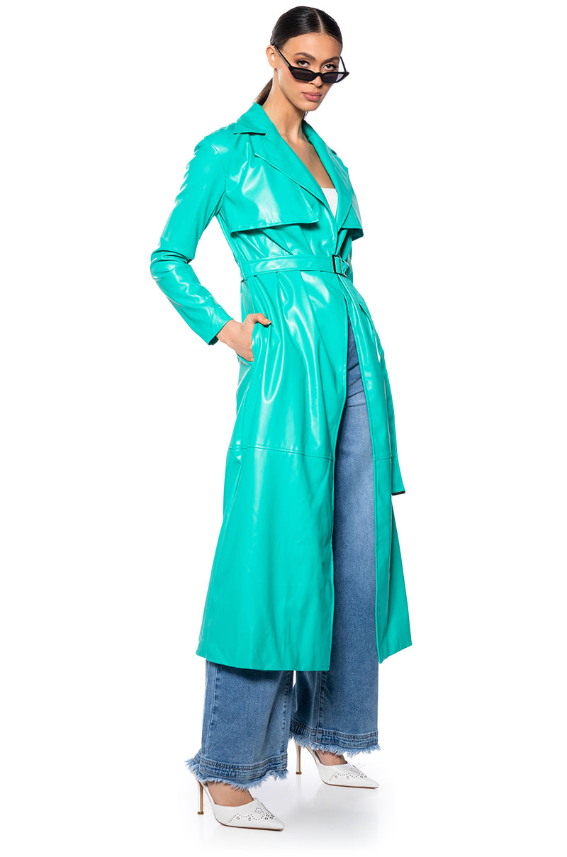 TIFFANY FAUX LEATHER TRENCH