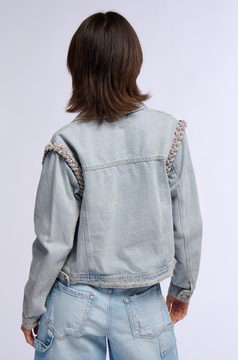 DIAMOND ROPE LIGHT WASH DENIM JACKET