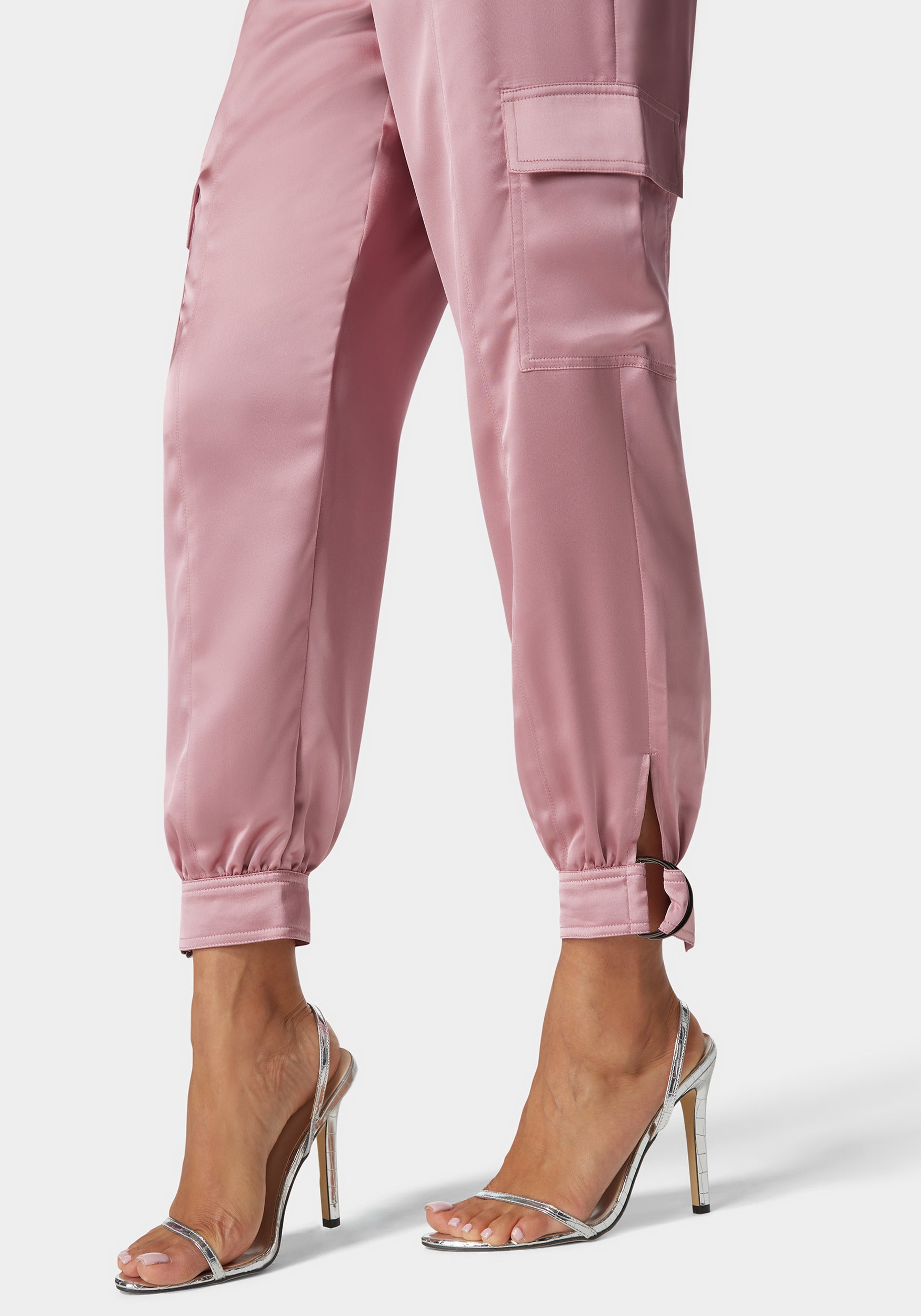 Natural Waist Stud Detail Satin Jogger Pant