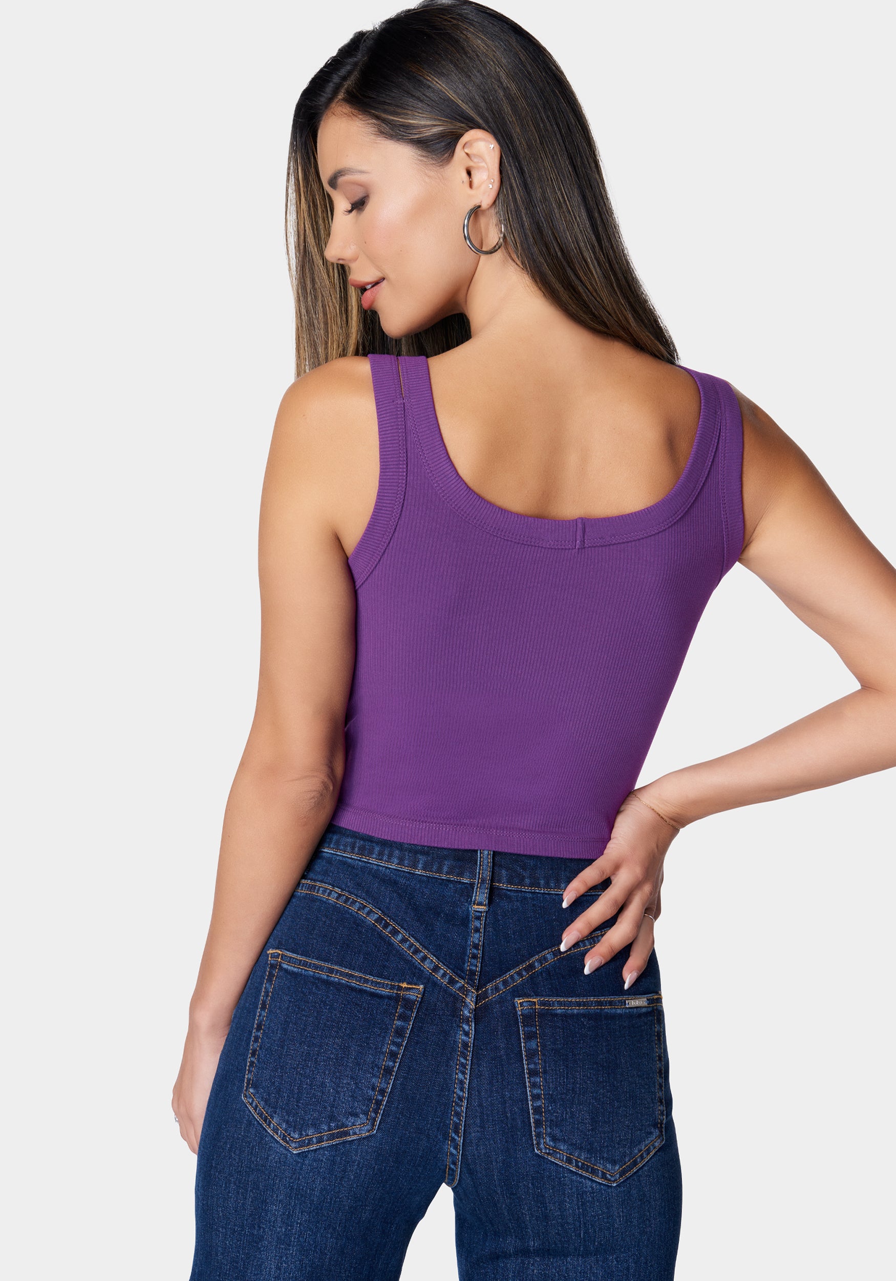 Bebe Logo Cropped Rib Top