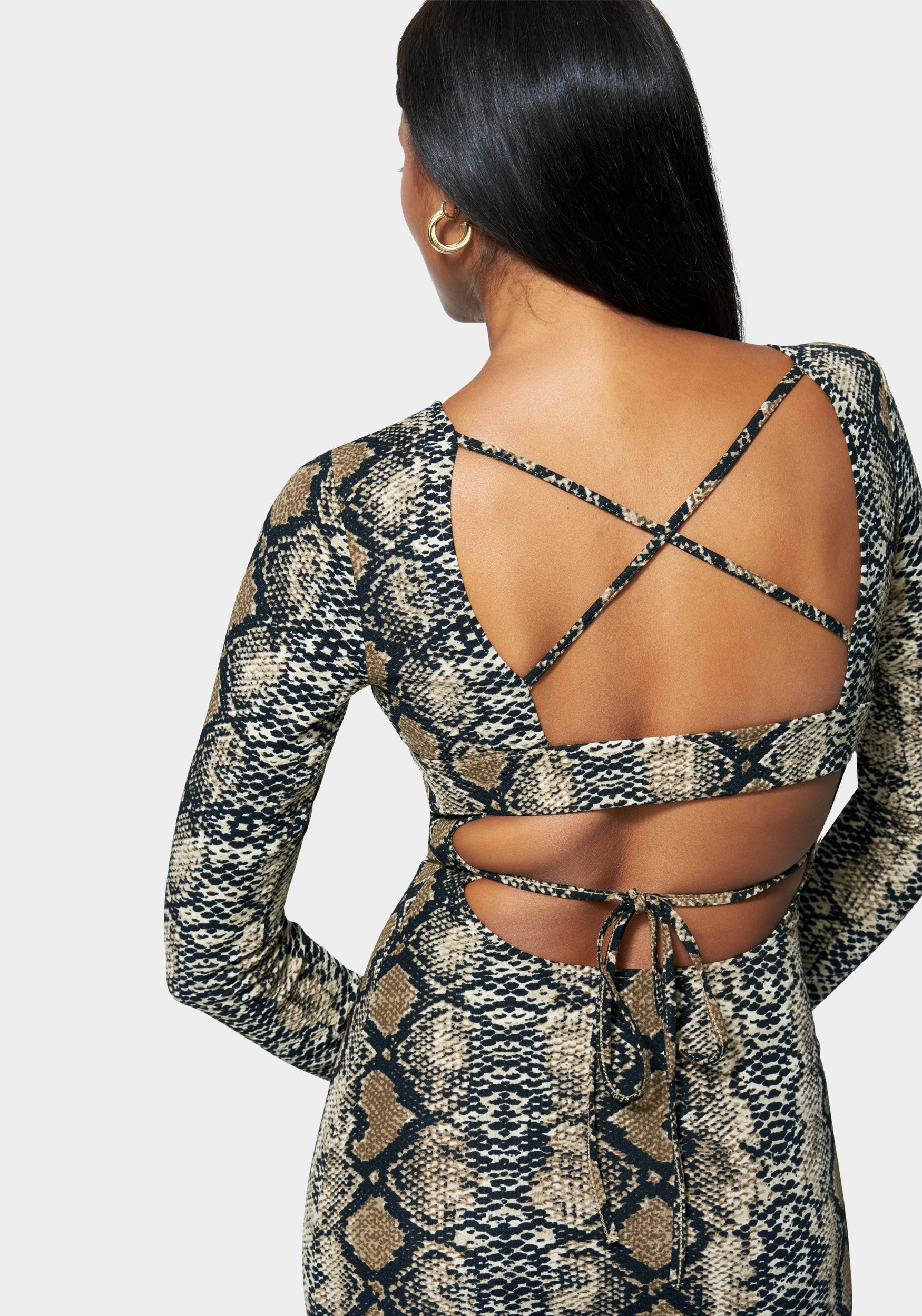 Printed Open Back Ankle Dress