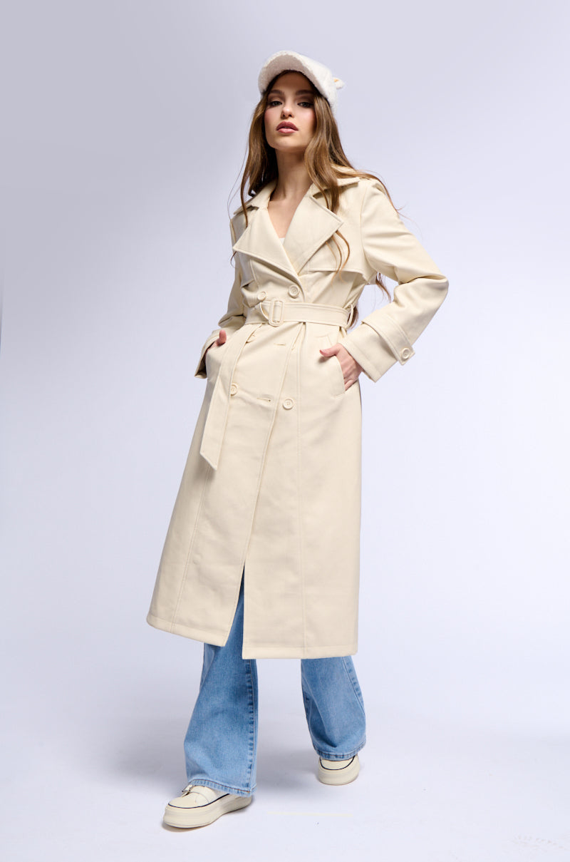 SANDO TAN PU TRENCH COAT