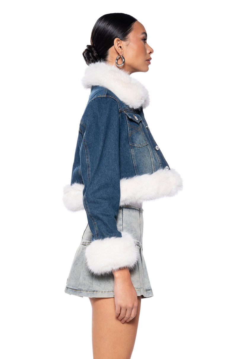 WHEN YOU KNOW YOU KNOW DENIM FUR JACKET