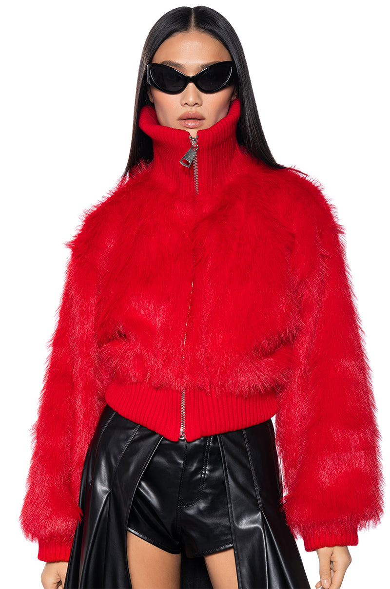 LOVE YOU BETTER FAUX FUR RIB TRIM JACKET