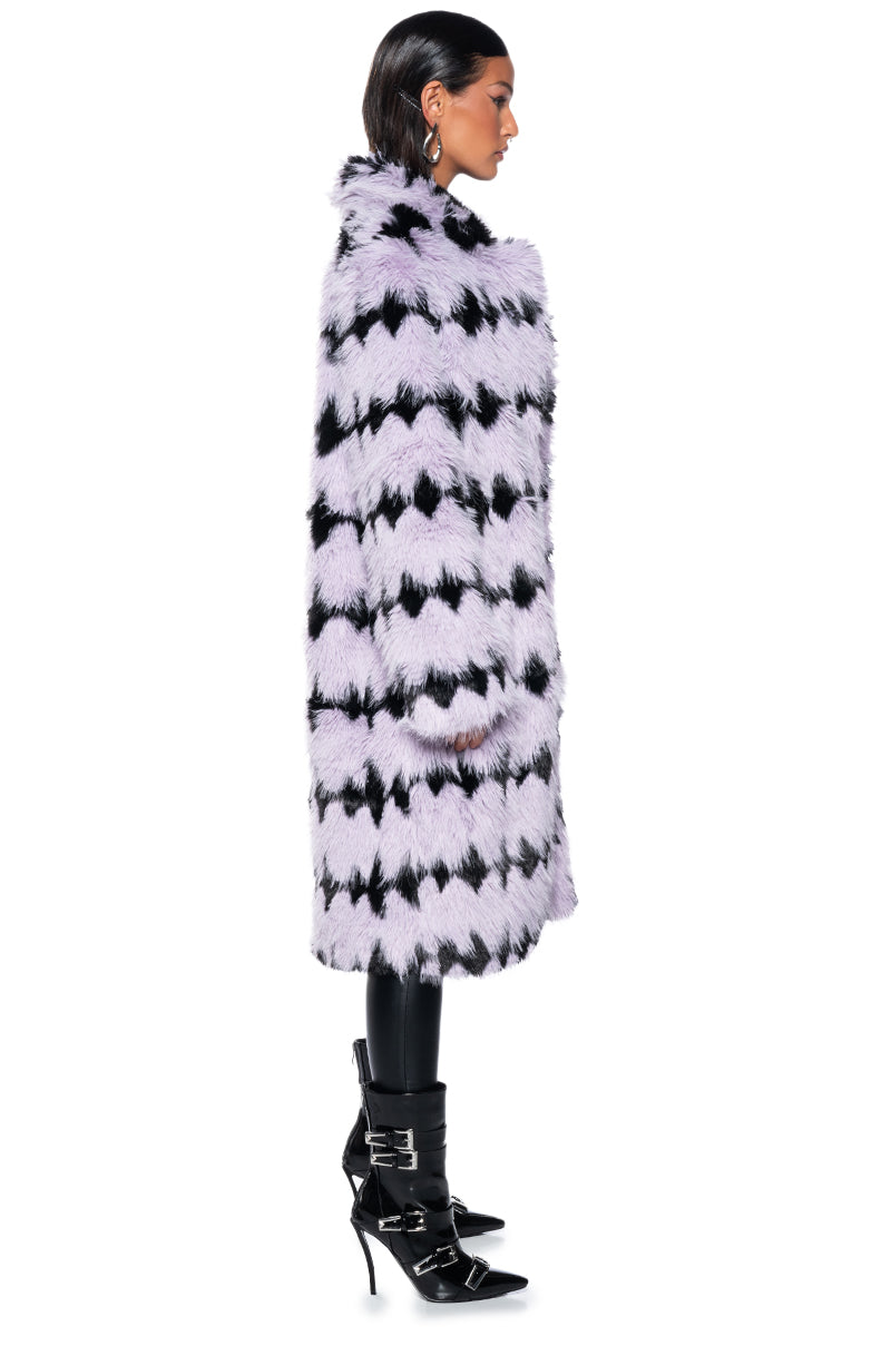 COCO LONG FAUX FUR WITH PATTERN