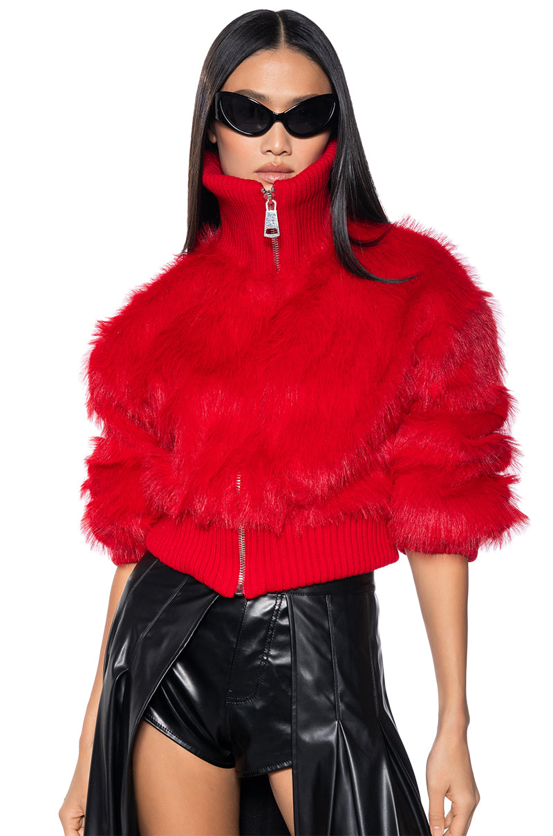 LOVE YOU BETTER FAUX FUR RIB TRIM JACKET