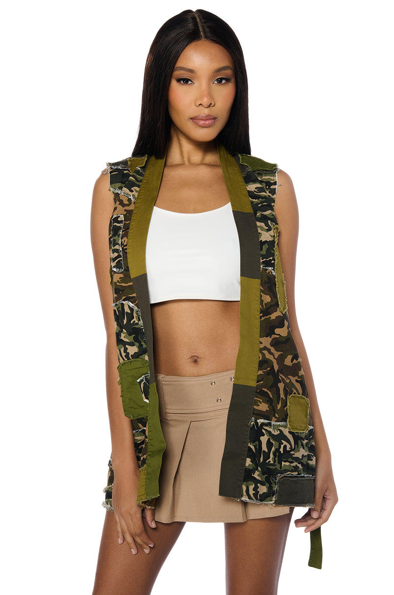 CAN YOU DIG IT CAMO PATCHWORK VEST