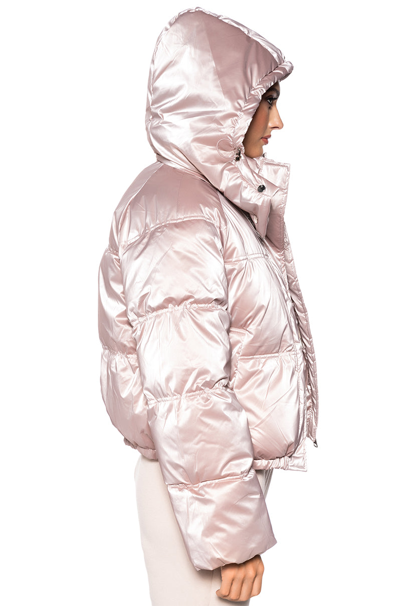 PINK METALLIC PUFFER JACKET