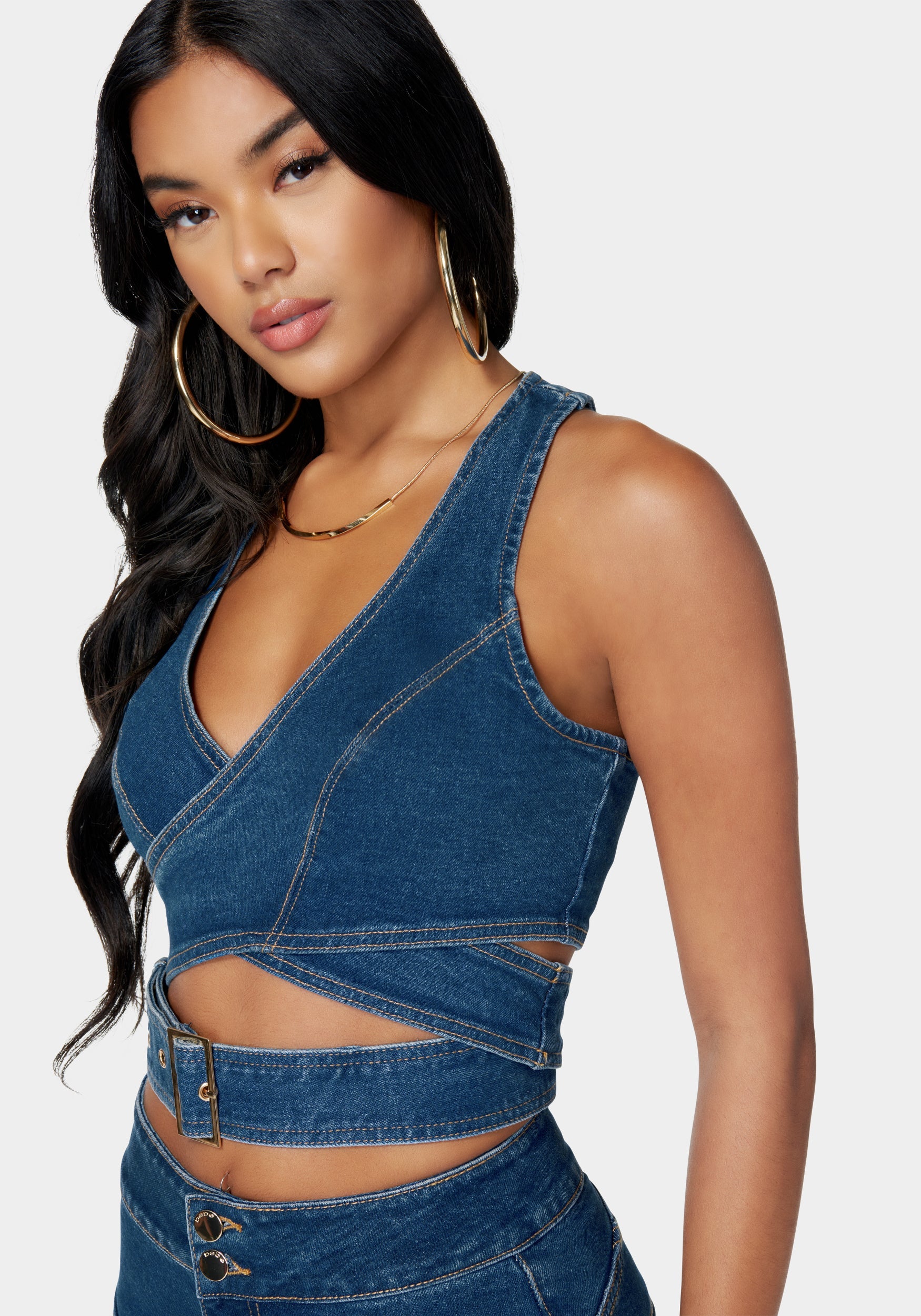 Wrap Denim Top