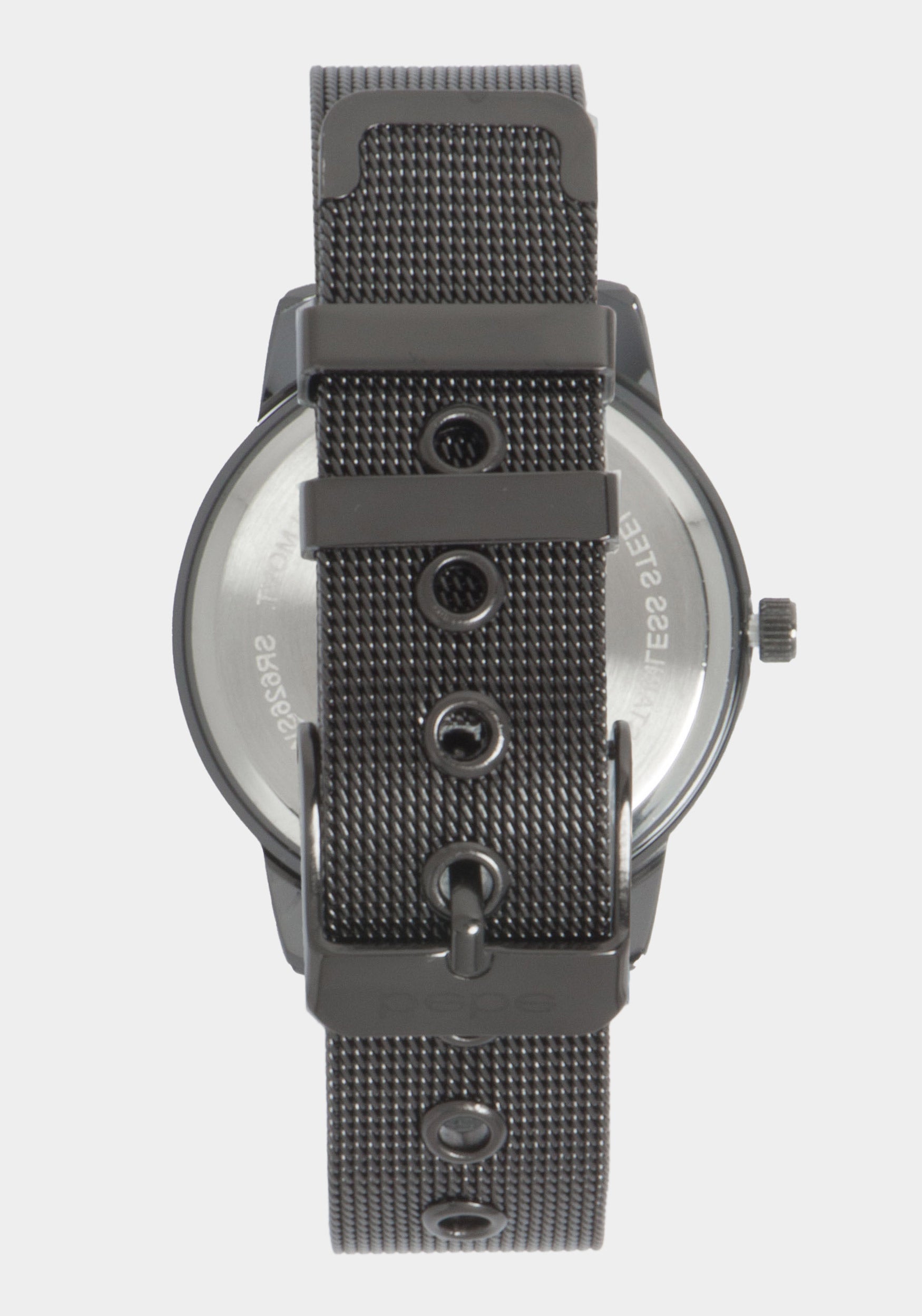 Glossy Gun Metal Dial Crystal Bezel Watch