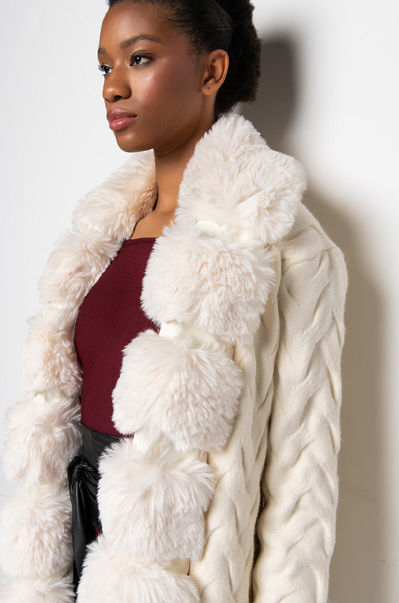 BABBS KNIT TRENCH WITH FAUX FUR LINING