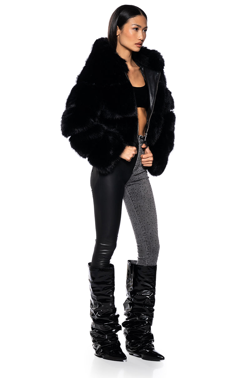 MUFFIN SOFT AND LUXE CROP FUR JACKET