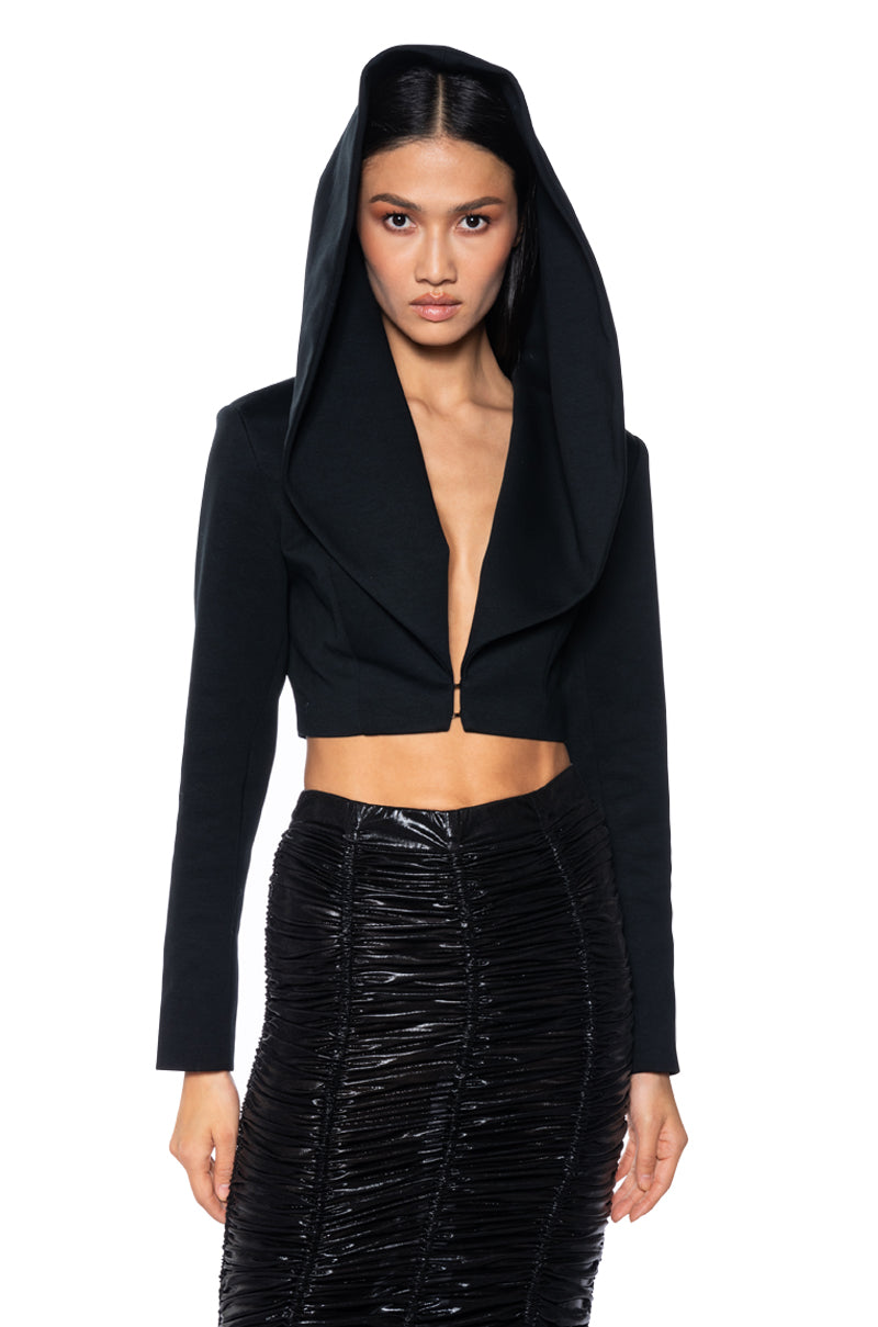 HOODED CROP BLAZER