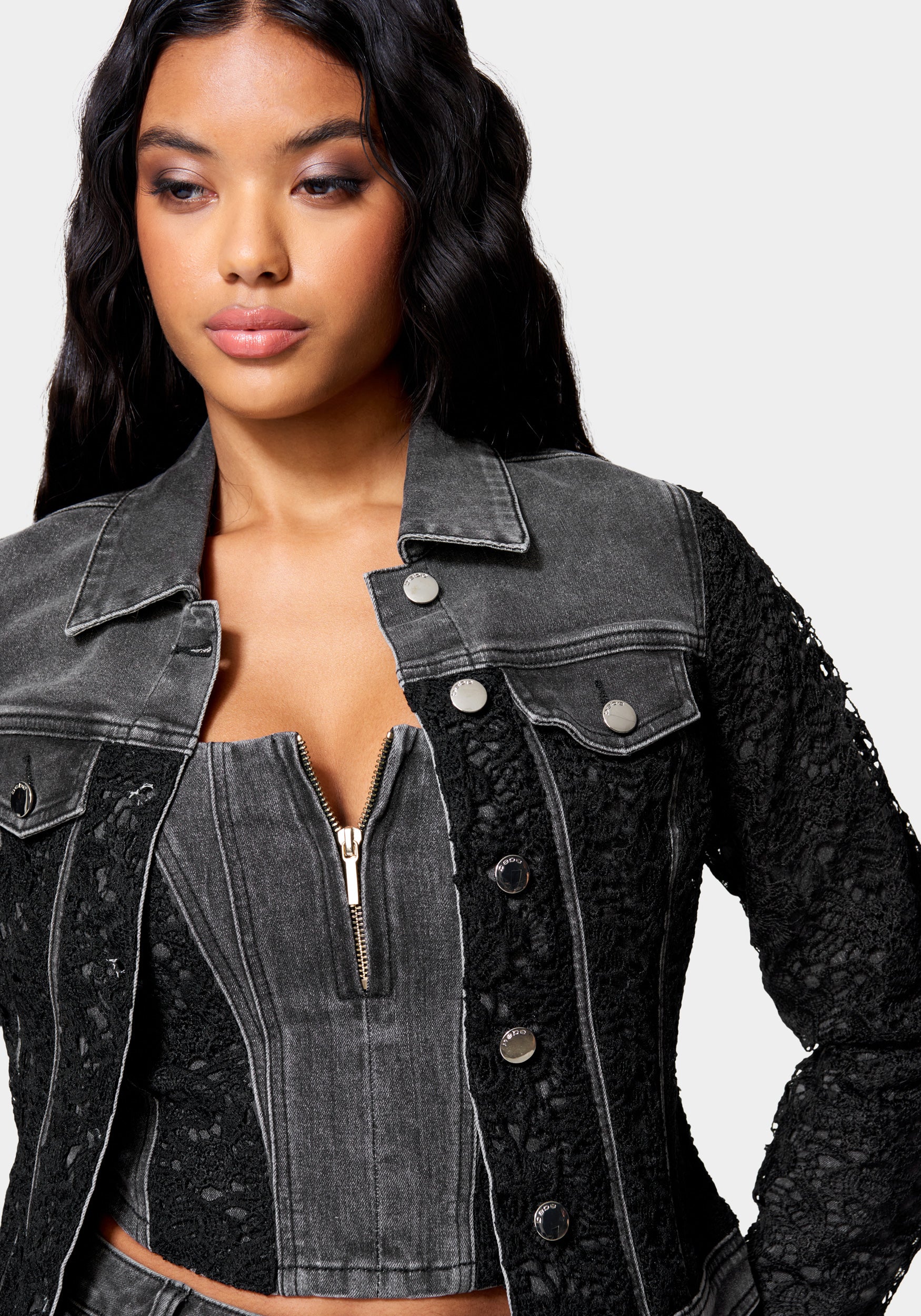 Lace Combo Denim Jacket