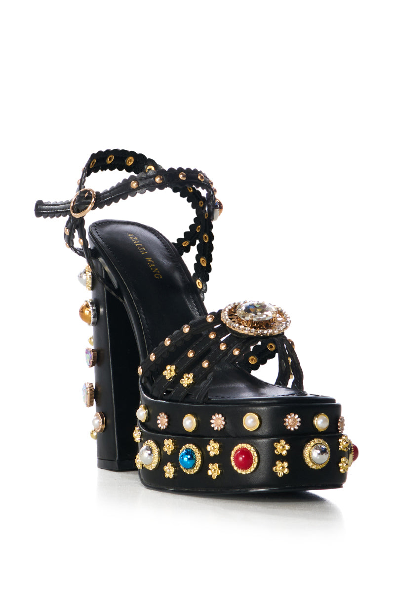 AZALEA WANG BIRCH EMBELLISHED SANDAL IN BLACK