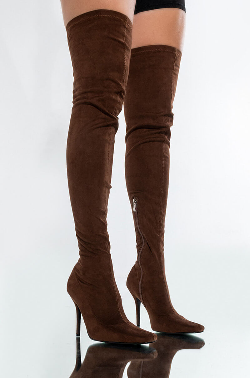 AZALEA WANG FRIDAY NIGHT STILETTO BOOT IN BROWN