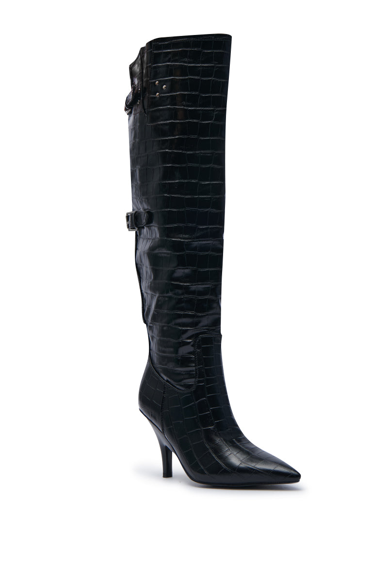 AZALEA WANG RHODES BLACK CROC WEDGE BOOT