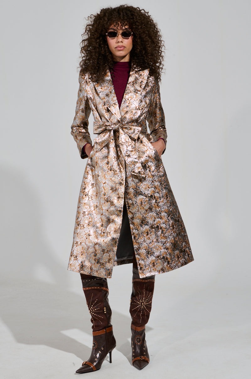 CITY LIGHTS BROCADE TRENCH