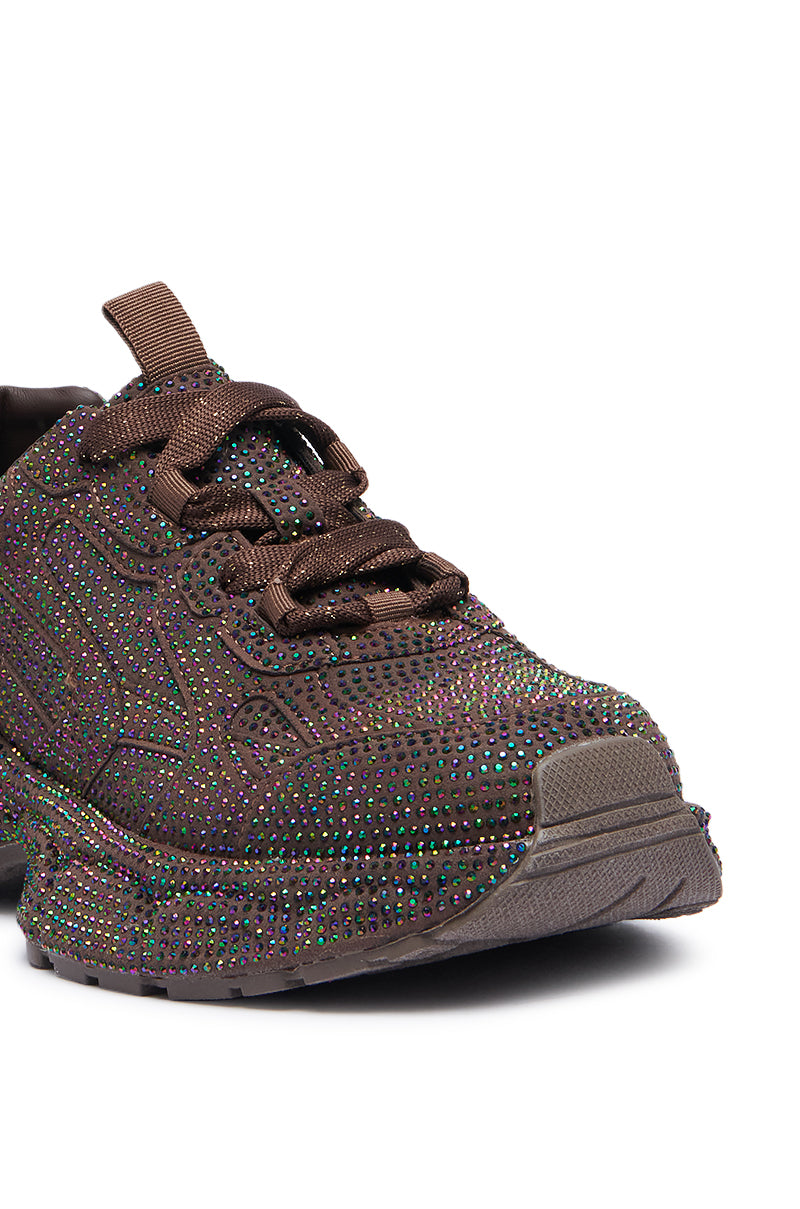 PRINCESS BROWN EMBELLISHED SNEAKER