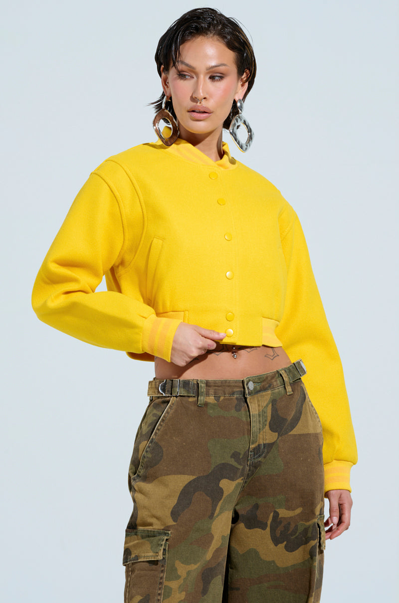 DAVIS EVERYDAY VARSITY BOMBER IN YELLOW