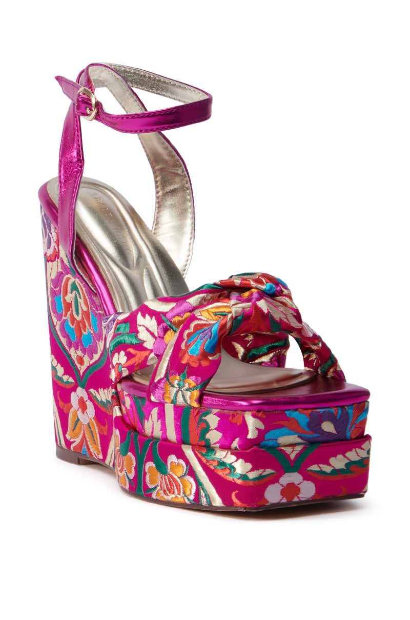 AZALEA WANG HAYDEN PRINTED WEDGE SANDAL