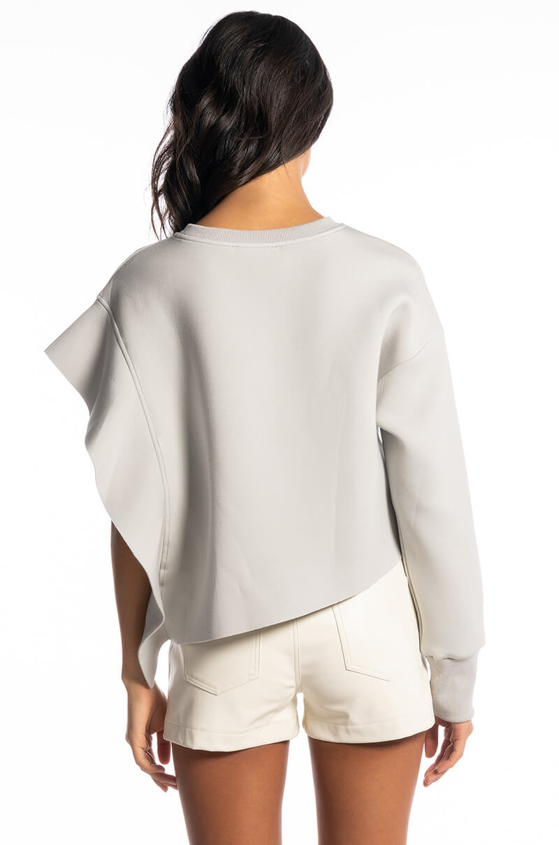 STRAIGHT TO IT SCUBA RUFFLE DETAIL SWEATSHIRT